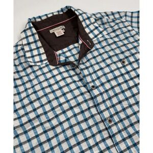 Carbon 2 Cobalt‎ Men's M Cotton Blue White Plaid Short Sleeve Shirt